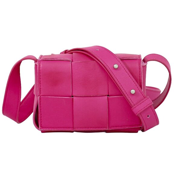 Bottega Veneta Maxi Intrecciato Leather Shoulder Crossbody Bag Pink